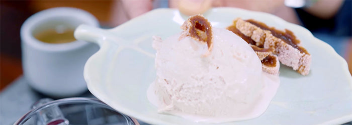 handmade Persimmon Blossom Ice Cream with dried & frozen persimmons