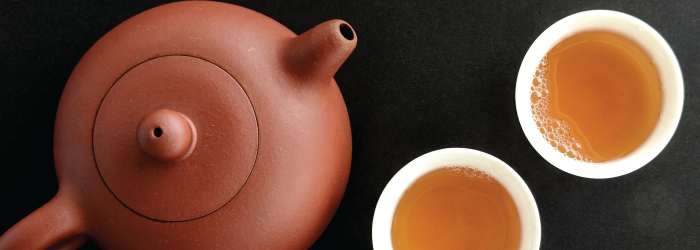 small tea cups can be refilled endlessly to accommodate conversation